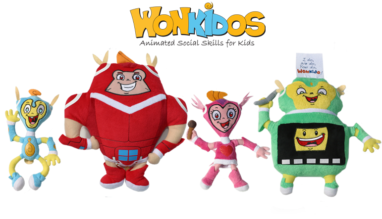 Wonkidos plush toys — Wobbles, Stacks, Sparkles and Apps